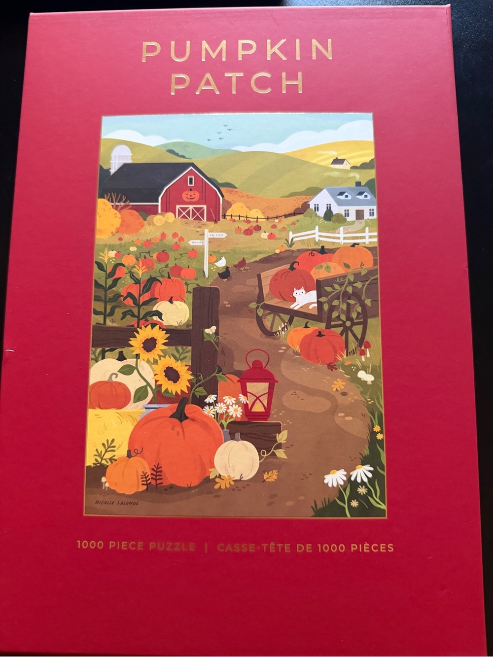 New Hobbry Nicolle Lalonde 1000 piece Jigsaw Puzzle Pumpkin Patch Fall Autumn